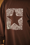 Yıldız Baskılı Sweatshirt Kahverengi