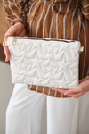 Yıldız Desenli Clutch Çanta Beyaz