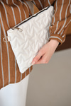 Yıldız Desenli Clutch Çanta Beyaz
