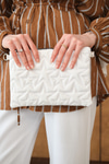 Yıldız Desenli Clutch Çanta Beyaz