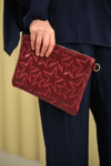 Yıldız Desenli Clutch Çanta Bordo