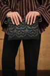 Yıldız Desenli Clutch Çanta Siyah