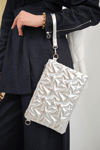 Yıldız Desenli Parlak Clutch Çanta Gri