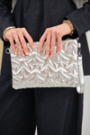 Yıldız Desenli Parlak Clutch Çanta Gri