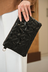 Yıldız Desenli Parlak Clutch Çanta Siyah