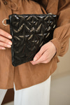 Yıldız Desenli Parlak Clutch Çanta Siyah