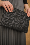 Yıldız Desenli Sim Detay Clutch Çanta Siyah