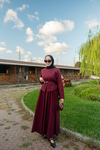 Yırtmaç Detaylı Takım Bordo