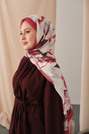 Zambak Desenli Soft Şal Bordo