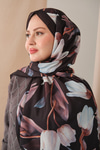 Zambak Desenli Soft Şal Siyah