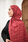 Zikzak Desen Şal Bordo