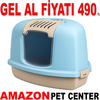 Amazon Joy Pet Üçgen Kapalı Kedi Tuvaleti Mavi Gel Al 35013327 Amazon Pet Center