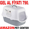 Stefanplast Kapalı Kedi Tuvaleti Griffe Baskılı Gri/Beyaz 35002123 Amazon Pet Center