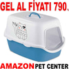 Stefanplast Kapalı Kedi Tuvaleti Griffe Baskılı Mavi/Beyaz 35002130 Amazon Pet Center