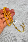 925 Ayar Gold Gümüş Püsküllü Orta Boyda Zar Kehribar Tesbih