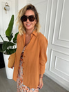 %100 Cotton, Somon Rengi Oversize Gömlek