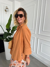 %100 Cotton, Somon Rengi Oversize Gömlek