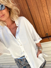 Beyaz, Yandan Yırtmaçlı Oversize Gömlek