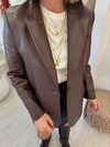Bordo Blazer Deri Ceket