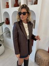 Bordo Blazer Deri Ceket