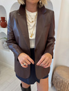Bordo Blazer Deri Ceket