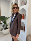 Bordo Blazer Deri Ceket