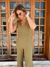 Kuşaklı Haki Rengi Tulum