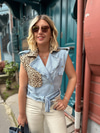 Leopar Detaylı, Twist Model Jean Yelek