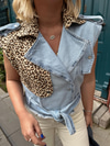 Leopar Detaylı, Twist Model Jean Yelek