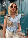 Leopar Detaylı, Twist Model Jean Yelek