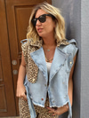 Leopar Detaylı, Twist Model Jean Yelek