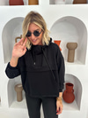 Modal Kumaş Önü Fermuarlı Siyah Sweatshirt