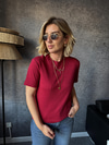 Orijinal Marka Bordo Pamuklu Basic T-shirt