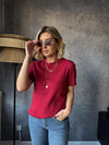 Orijinal Marka Bordo Pamuklu Basic T-shirt