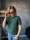Orijinal Marka Koyu Yeşil Pamuklu Basic T-shirt