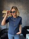 Orijinal Marka Lacivert Pamuklu Basic T-shirt