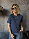 Orijinal Marka Lacivert Pamuklu Basic T-shirt
