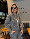 Orjinal Model İncili Gri Triko Ceket