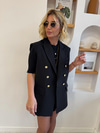 Siyah Blazer Yelek & Şort Etekli Takım