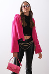 Beli Lastikli Simli Crop Bluz