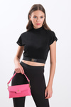 Beli Lastikli Simli Crop Bluz