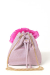 Çiçekli Simli Mini Bucket Çanta