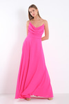 Degaje Yakalı Straplez Elbise