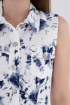 Denim Efektli Batik Desenli Yelek