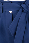 Denim Efektli Kuşaklı Koton Şort