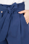 Denim Efektli Kuşaklı Koton Şort