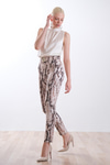 Desenli Gold Metal Logolu Skinny Pantolon