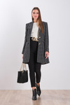 Dokulu Uzun Blazer Ceket