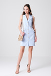 Düğmeli Yakalı Kolsuz Mini Ceket Elbise