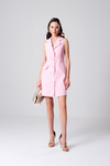 Düğmeli Yakalı Kolsuz Mini Ceket Elbise